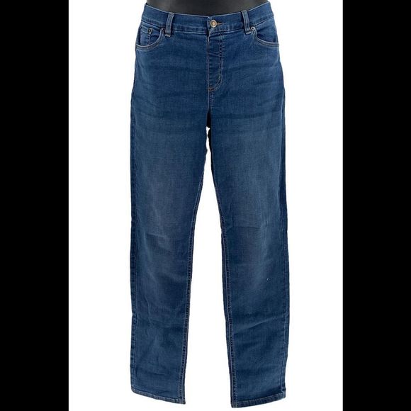 Denim & Co. Easy Stretch Slim-Straight Jeans Medium Wash - Regular - Picture 2 of 4